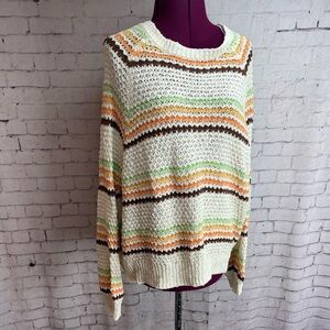 Rip curl size large holiday tropics striped crewneck sweater